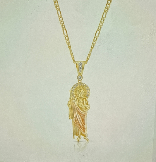 14k Medium San Judas Chain Set